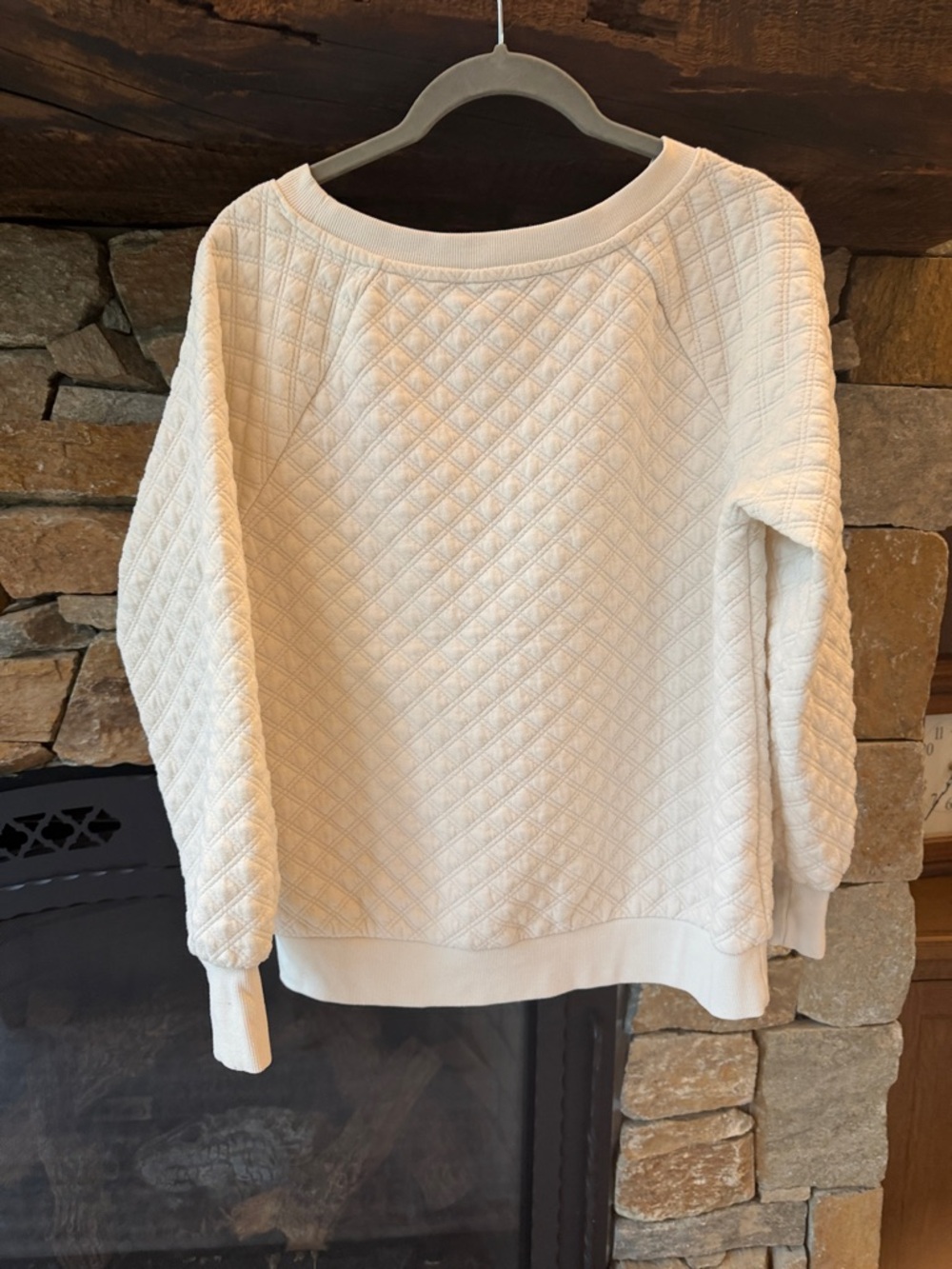 LOFT Cream Quilted Crewneck Sweater - Picture 2 of 3